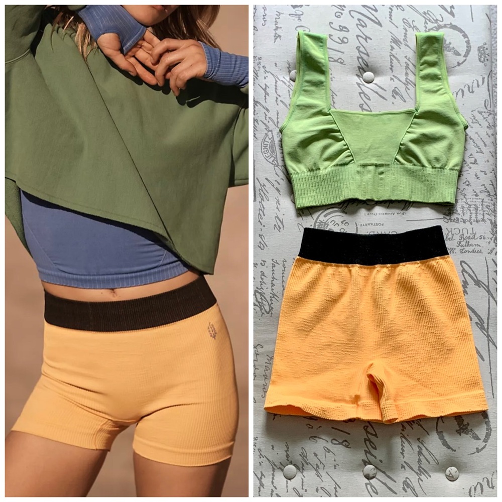 ✨Flash Sale✨Free People Prajna Short + Square Neck Bra Set (Sherbert Tones)